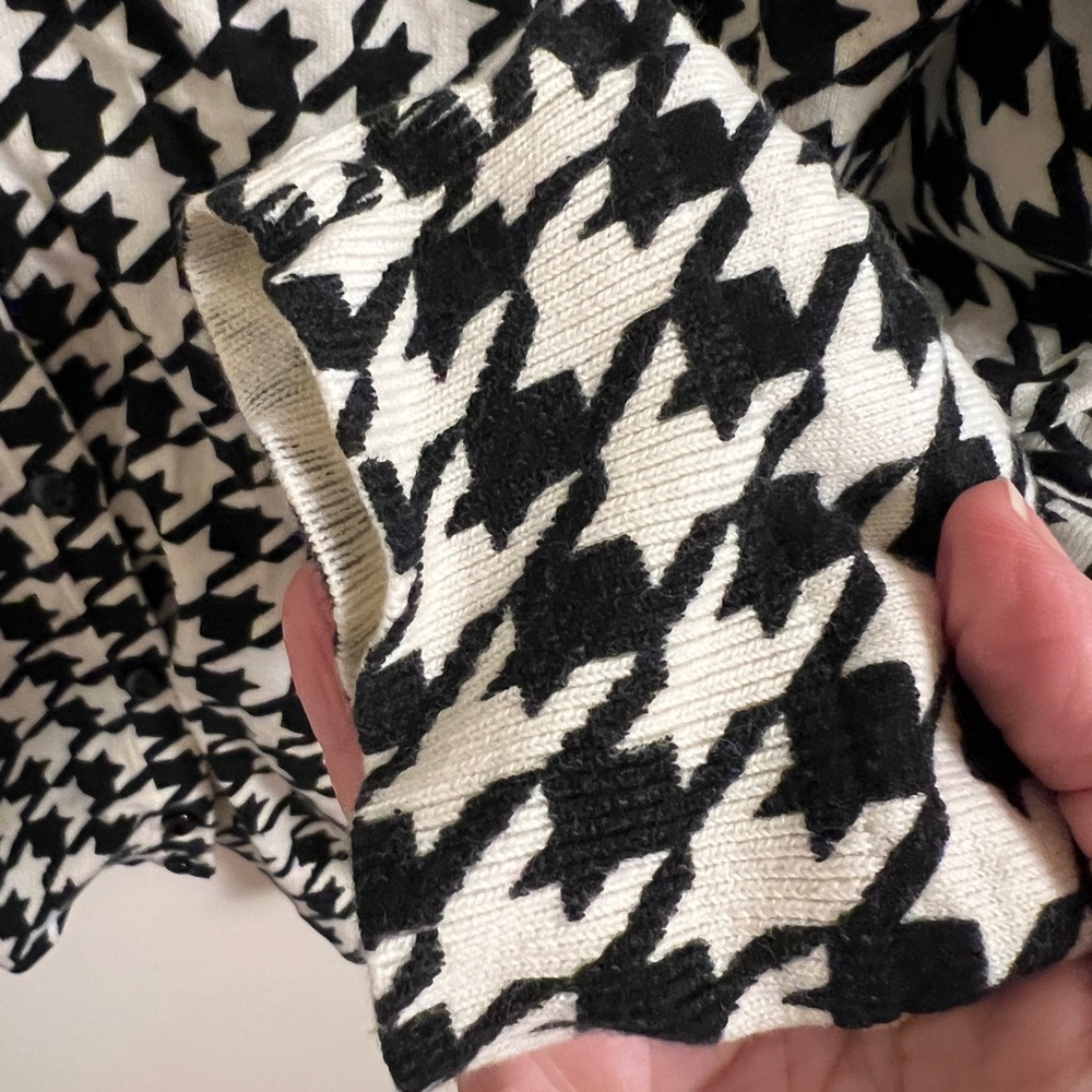 Cable & Gauge Black and White Houndstooth Button Down Cardigan Classic XL - Picture 4 of 10